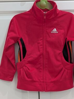 5/$35 Adidas Red/Bright Pink Zip-Up Track Jacket Size 2T